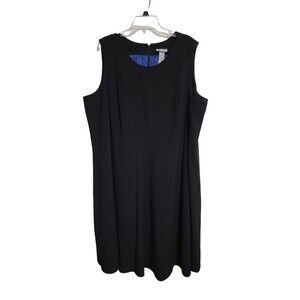 Catherines Dress Plus Size 28W Black White Colorblock Sleeveless V-Neck Poly Bl